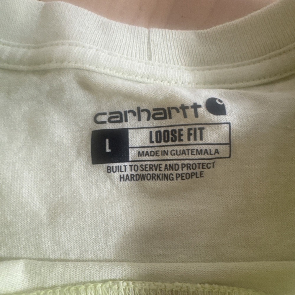 Carhartt Pale‎ Yellow T Shirt Men's L Loose Fit Graphic Short Sleeve Work Wear - Picture 4 of 5